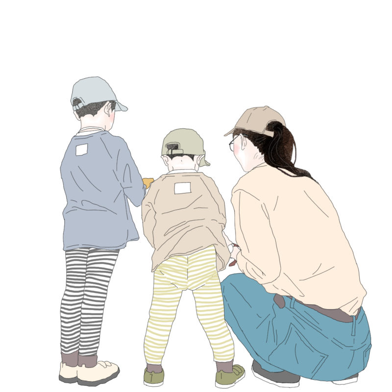 親子３人ペアルックのイラスト